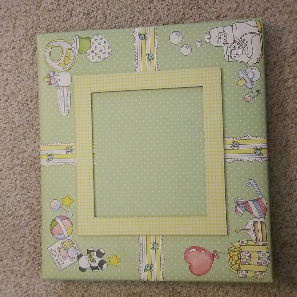 Green Baby Photo Album with Yellow Accents